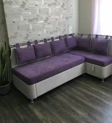 Lilac sofa in the kitchen photo