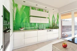 White kitchen with color photo