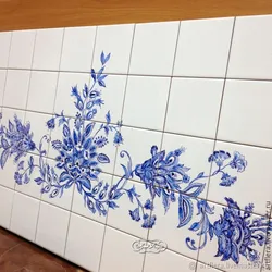 Kitchen tiles Gzhel photo