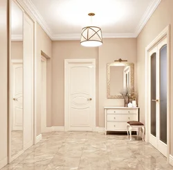 Light porcelain tiles in the hallway photo