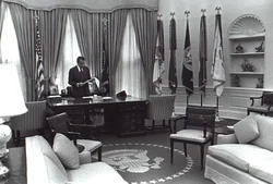 Bedroom in a white house photo