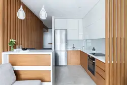 Wooden partition in the kitchen photo