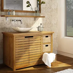 Photo of wooden bathroom furniture