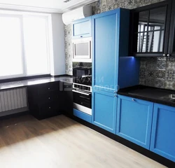 Синяя Кухня Черная Столешница Фото
