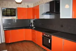 Оранжевая Кухня Черная Столешница Фото