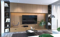 Cabinets in the ceiling in the living room photo