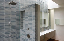 Bathtub with tile partition photo