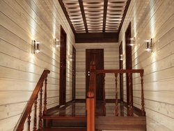 Houses with a hallway made of timber photo