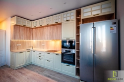 Tall kitchen cabinets interior photo