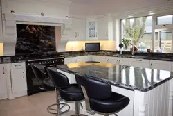 Ошхона бо акси countertop мармар сиёҳ