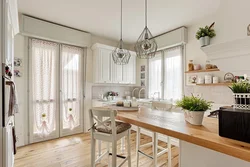 Window design in a white kitchen photo