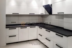 Dark kitchens with white facades photo