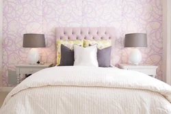 Photo Of A Bedroom With Flowers At The Headboard