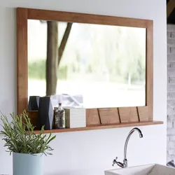 Wooden bathroom mirror photo