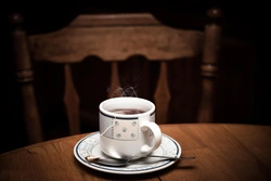 Photo of kitchen and coffee on the table