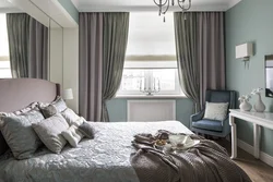 Gray beige curtains for the bedroom photo