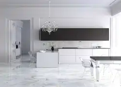 Белая мраморная плитка на кухне фото