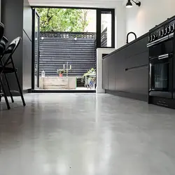 Concrete tiles in the kitchen photo