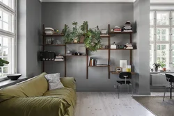 Flower shelves in the living room photo