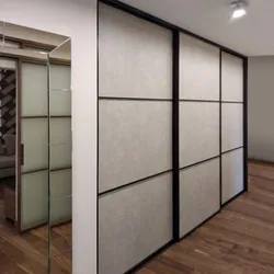 Gray wardrobes in the hallway photo