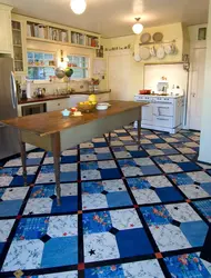 Blue kitchen floor tiles photo