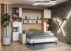 Bedroom built-in furniture with bed photo