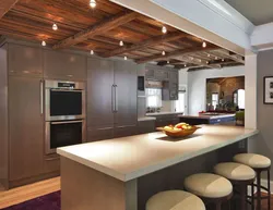 Timber on the ceiling in the kitchen photo