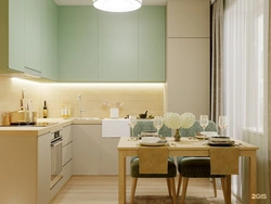 Photo Of A Kitchen On One Wall, Cream