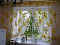 Tulle for the kitchen with daisies photo