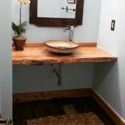 Деревянная столешница в ванной фото дизайн