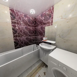Bathtub made of marbled PVC panels photo