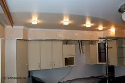 Натяжные потолки фото на кухне с трубами
