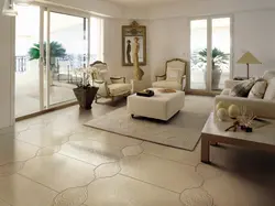 Porcelain tiles for the living room on the floor photo