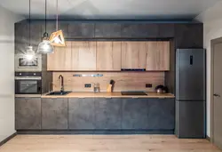 Photo Of A Kitchen Without Handles In Loft Style