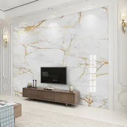 Wallpaper marble on the walls in the bedroom photo