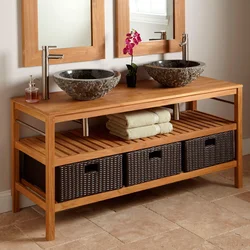 Bathroom vanity cabinet made of wood photo
