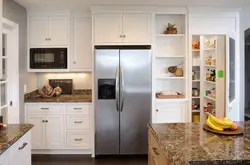 Как встроить микроволновку и холодильник на кухне фото