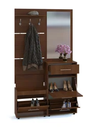 Shoe rack with mirror in the hallway photo