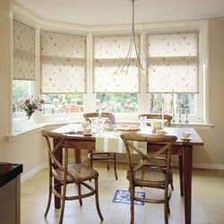 Roller blinds for the kitchen with a balcony window photo