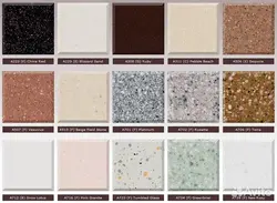 Colors of kitchen countertops made of artificial stone photo