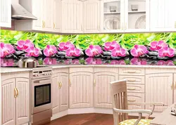 Панели в кухню на стены фото с цветами
