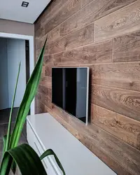 Wood paneling on the wall in the living room photo