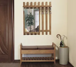 Coat Rack With Shelf In The Hallway Made Of Wood Photo