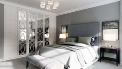 White wardrobe in the bedroom on the entire wall photo