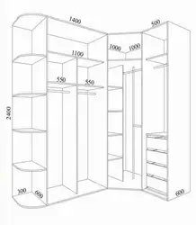 Corner wardrobes in the hallway with photo dimensions