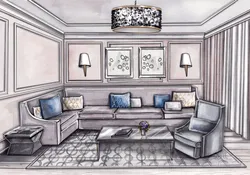 Living room interior sketches