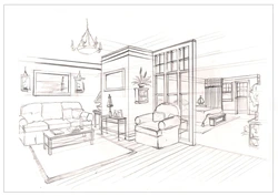 Living room interior sketches