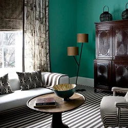 Black green living room interior