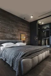 Gray men's bedroom interior