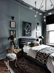 Gray men's bedroom interior